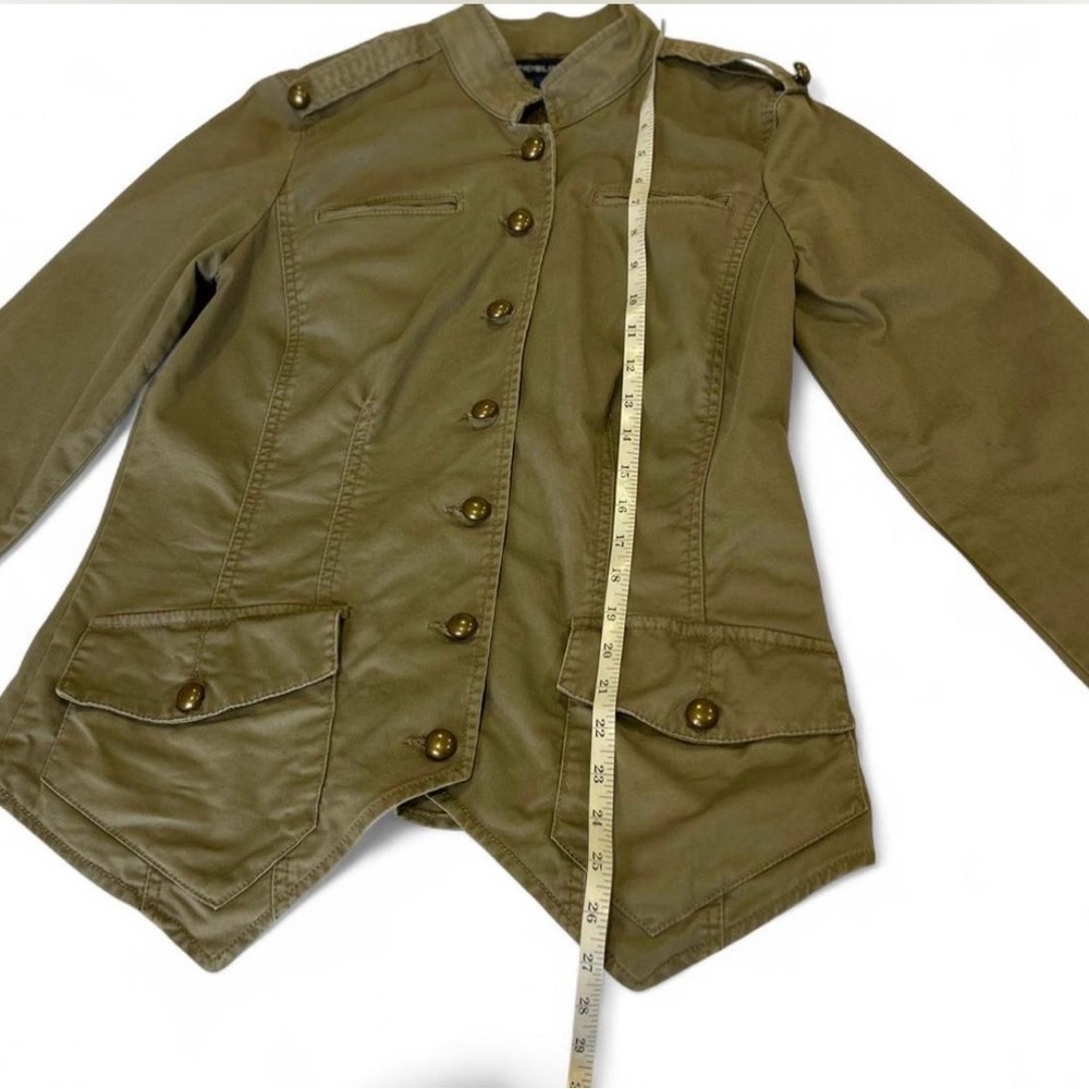 Military Green Napoleon Style Jacket with Brass Hardware Pointed Hemline Size M - Picture 4 of 8